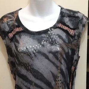 NWOT Custo Barcelona blue silver cap sleeve tunic